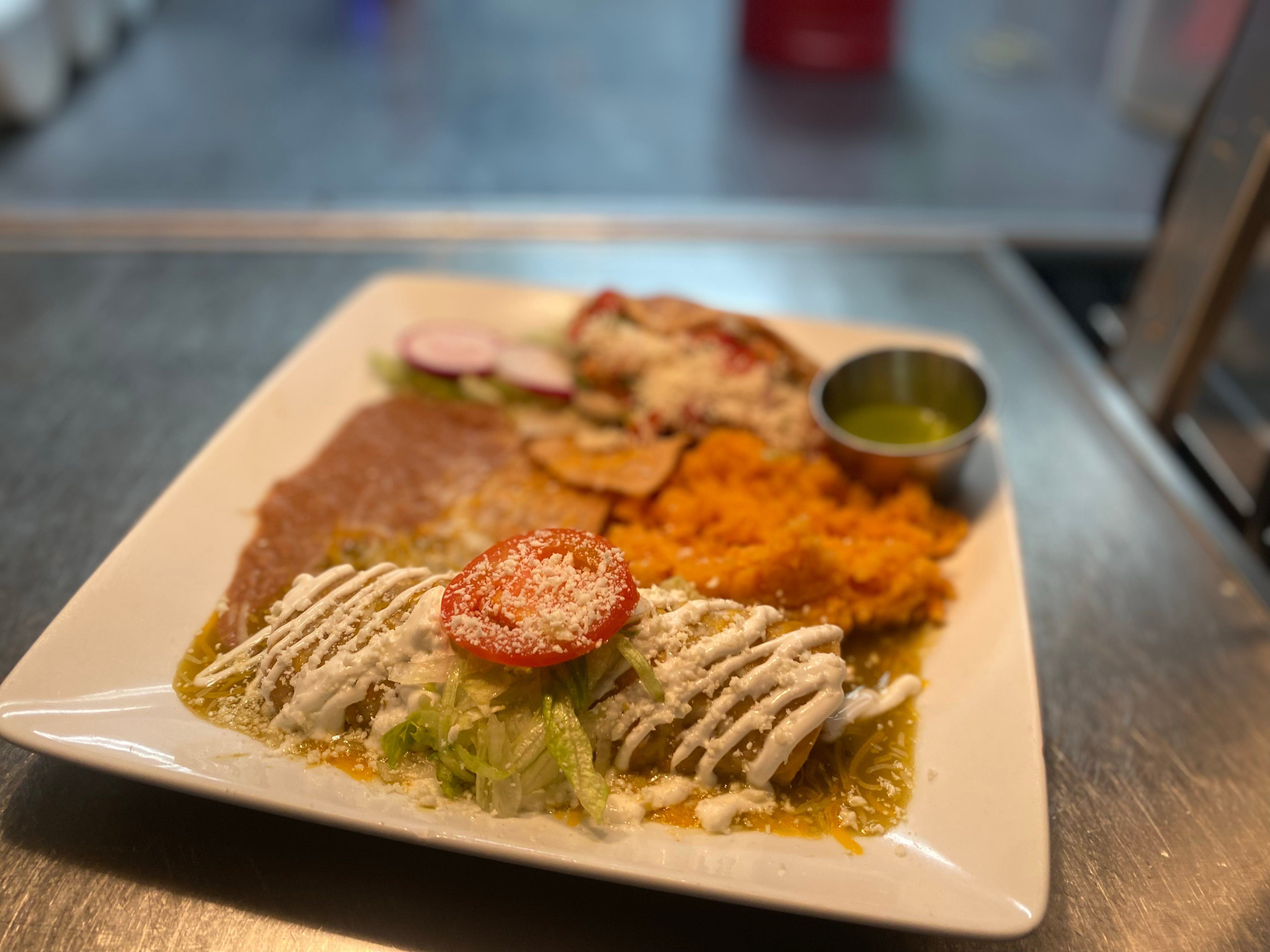 1. Chicken Tostada & Cheese Enchilada.