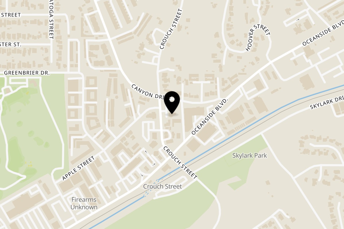 Map showing the location of La Familia Callejas Mexican Food on 608 Crouch St in Oceanside